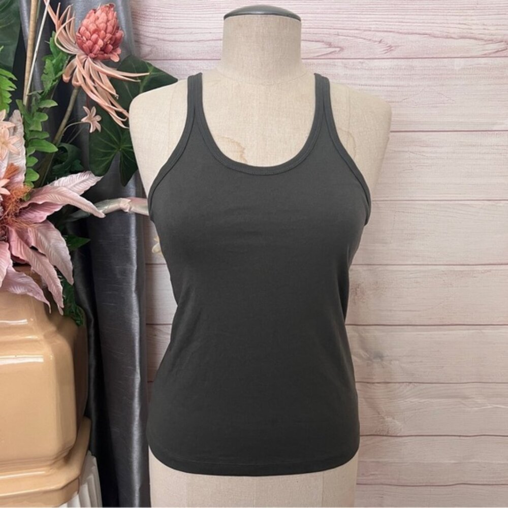 E1-- NWT dark green UNIQLO sleeveless 100% cotton women's casual tank top SMALL